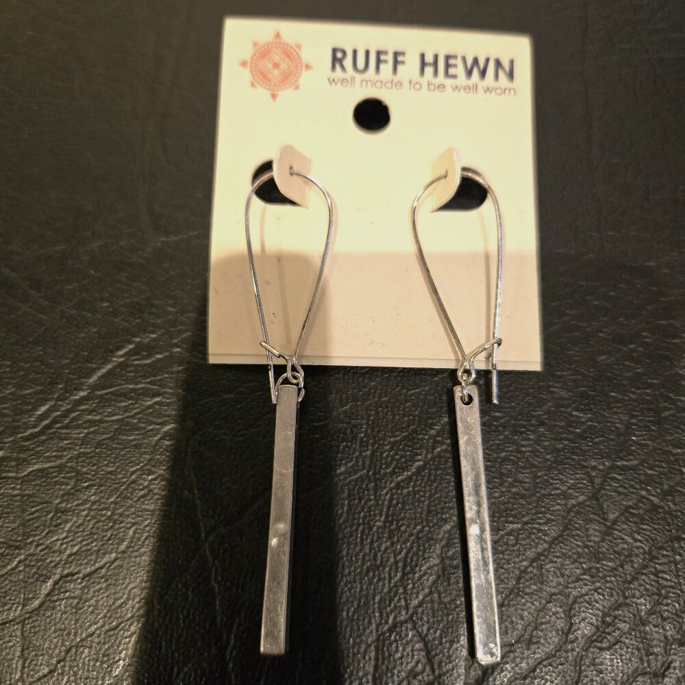 Ruff Hewn Silver-Tone Bar Drop Earrings